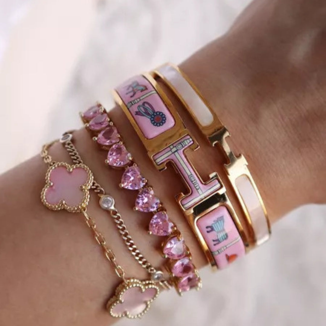 TENNIS BRACELET WITH ROSÉ HEART