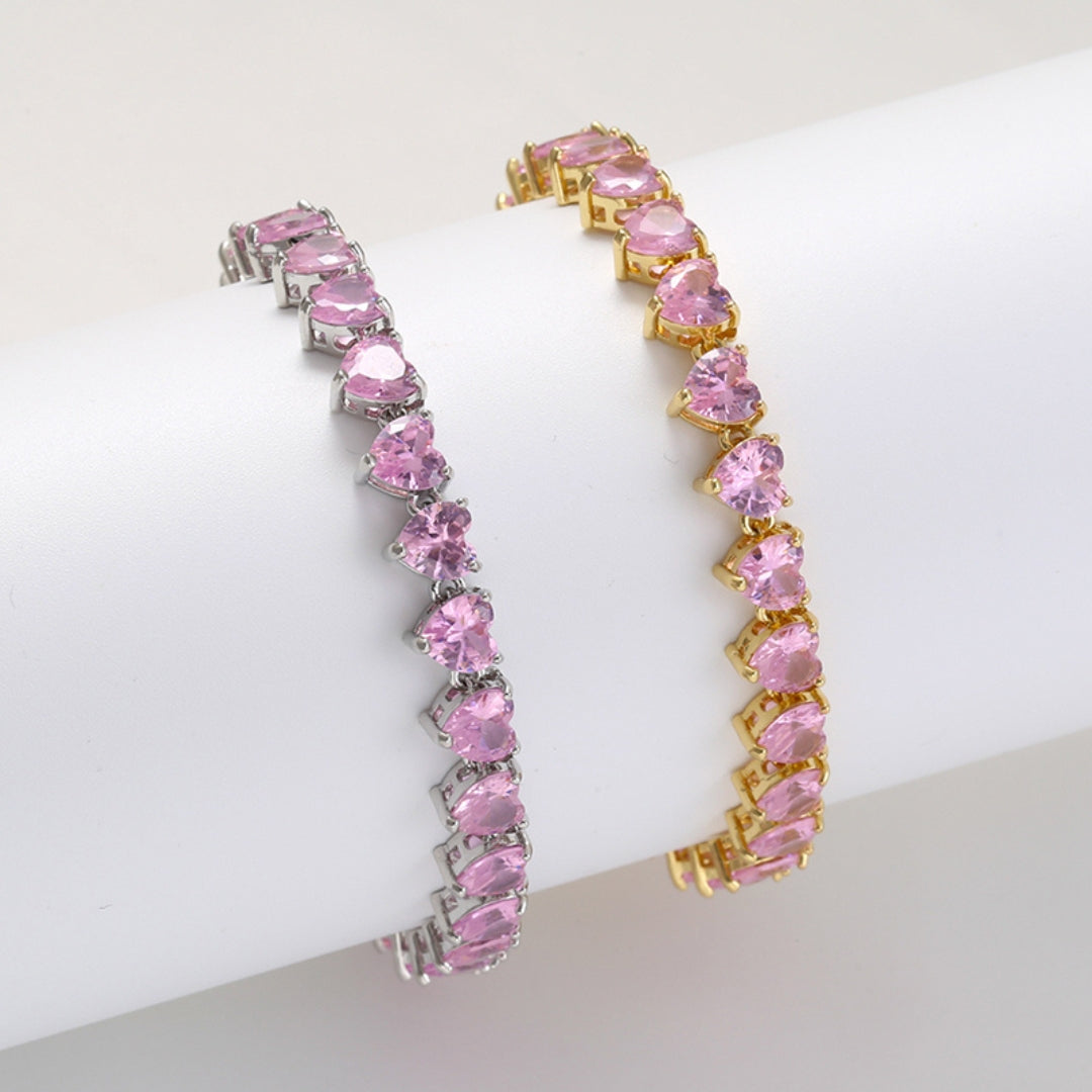 TENNIS BRACELET WITH ROSÉ HEART