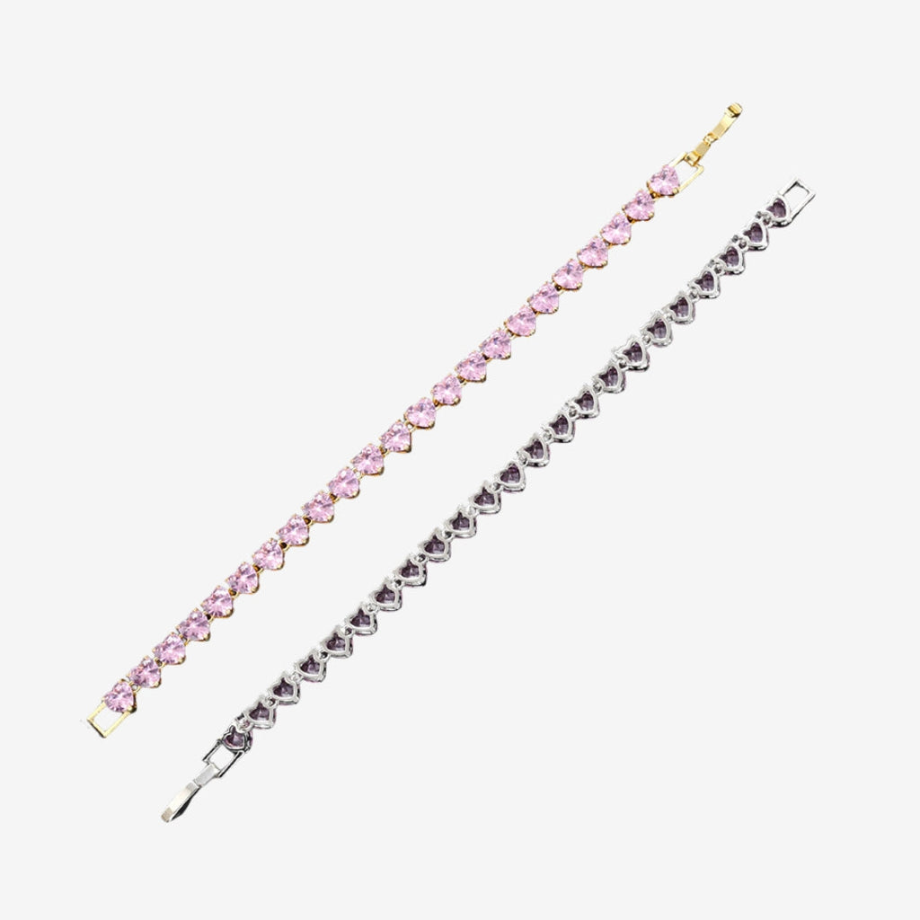 TENNIS BRACELET WITH ROSÉ HEART